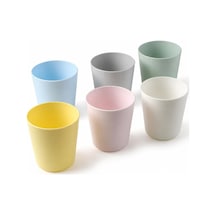 Çocuk Plastik Bardağı Pastel Çok Renkli 17 Cm 6'lı Paket Beyaz - Çok Renkli
