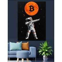 Ahşap Tablo Bitcoin Ve Dans Eden Astronot