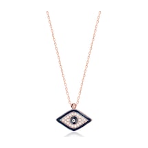 Emılıano Jewellery Silver 925 Ayar Zirkon Taşlı Göz Mineli Kolye Gold - Rose Gold - Gümüş