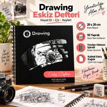 Dreamart Galery Eskiz Defteri 20x20 Cm 50 Yaprak Bej Kağıt Spiralli Sert Kapaklı Çizim Defteri
