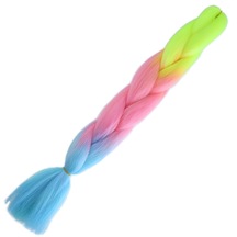 Afrika Örgülük Ombreli Sentetik Saç 100 Gr. - Neon Sarı / Pembe / Açık Mavi