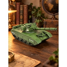 Dekoratif Metal Tank Vintage Retro Eskitme Nostaljik Tank Maketi Yeşil