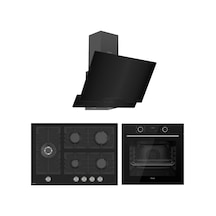 Fryart XE63CS-BL135-D063 Siyah Cam Ankastre Set