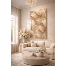 Kırılmaz Cam Tablo 5mm Kalın - Ev İşyeri Duvar Dekorasyonu Soyut Çiçek Tasarımlar Dikey - Botanik Floral Pastel Zarif Salon Ofis Temperli Uv Baskı Hediyelik Şık