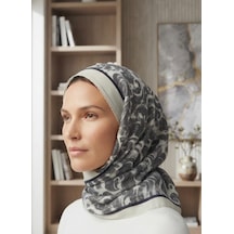 Ünallive Pamuklu Modern Soft Eşarp Gri-Krem