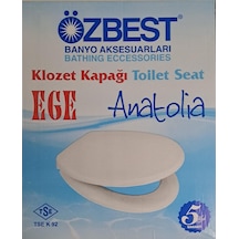 Özbest Ege Anatolia Akdeniz 36 X 43 Cm Normal Kapanan Plastik Klozet Kapağı Beyaz