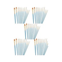 5 Set Sanatçı Fırcası Seti, 10'lu Paket Naylon Fırca, Resim, Akrilik, İnce Fırca, Sulu Boya Ve Yüz Boyama, Kendin Yap El Sanatları İçin, Mavi, Toplam 50 Fırca