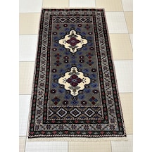 El Dokuma Gri Taşpınar Halısı Seccade 78x140 Yün Kök Boya Halı Gri