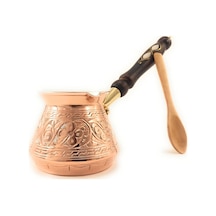 Acı Serisi Orta-14 Fl Oz - En Kalın Masif Oyulmuş Bakır Ahşap Saplı Türk Yunan Arapça Cezve, Ocak Üstü Kahve Makinesi, Jazzve, Cezve, Ibrik, Briki, Café Turco Aeropress