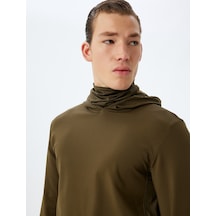 Koton Spor Sweatshirt Kapşonlu Şardonlu Yumuşak Tuşe Uzun Kollu Haki 5wam70055nk Haki