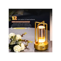 Usb Şarjlı Dokunmatik Kademesiz Led Gece Lambası Masa Lambası 3ışık Modu Dekoratif Ev Kafe Restoran Altın - 786952028 Altın