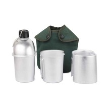 Pazly 3 Parça Alüminyum Askeri Tencere Seti Kantin Bardak Odun Sobası K Gümüş