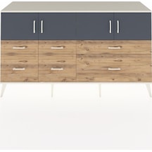 Kronos Konsol 4 Raflı 6 Çekmeceli 4 Kapaklı 176x59x99 Aytaşı-antr Aytaşı-antrasit/çam