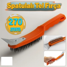 Spatulalı Çelik Tel Fırça 270 Mm Metal Kazıma Temizleme Pas Söker