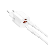Wiwu Wi-g018 Cube Serisi Type-c To Lightning Gan Tech Pd Hızlı Şarj Kablolu Şarj Seti 33w Beyaz