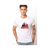 La Case De Papel El Baskılı Beyaz Erkek Tshirt