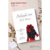 Kına Davetiyesi Baskılı 100 Adet Zarflı