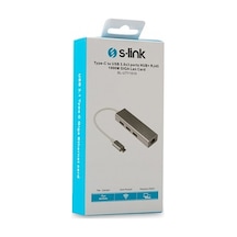 S Link Sl Uty1010 Tpye C To Usb 3.0 3 Ports Rj Gıgabıt Ethern
