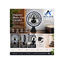 Buddha Meditasyon Temalı Led Masa Lambası Dekoratif Zen Tasarım Sade Beyaz Işık 12v Adaptörlü Renkli