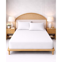 More Home Tek Kişilik Lastikli Çarşaf 50 x 70 Yastık Kılıfı Beyaz