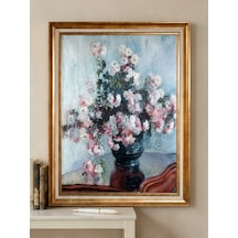 Gold Varaklı Vintage Çerçeveli Büyük Boy Tablo Claude Monet Kasımpatılar Dokulu Yağlı Boya Görünümlü Fine Art Baskı Dekoratif Tablo 50 X 70 Çerçeveli 60 X 80
