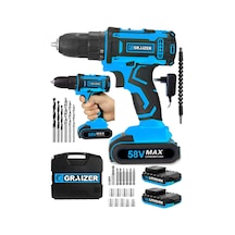 Graizer Cooper 58 V 5 Ah Darbeli Sjs Çift Metal Şanzuman Çift Akülü Vidalama Matkap