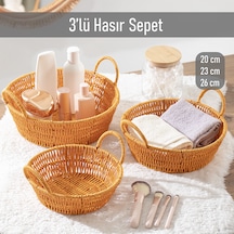 Porsima 304a 3 Lü Düzenleyici Hasır Sepet Seti Ekmeklik Sepet