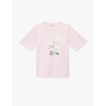 Koton Kısa Kollu Bisiklet Yaka Pamuklu Çiçek Baskılı Oversize Tişört Pembe 6sal10106ık Gül