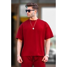Flood Of Style Erkek Oversize Penye Rahat Yazlık Kısa Kollu Kırmızı