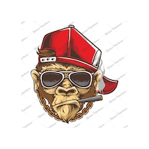Puro Sigara Içen Maymun Sticker 00251