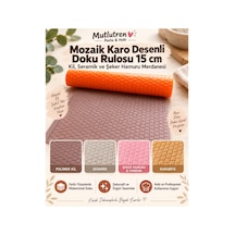 Mozaik Karo Desenli Doku Rulosu 15 Cm Kil, Seramik Ve Şeker Hamuru Merdanesi Çok Renkli