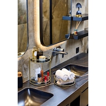 Edora Home 2'li Gold Banyo Organizer Seti, İki Katlı Ve Tek Katlı Düzenleyici - Metal Paslanmaz Gold