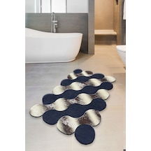 Circle Gold 70x120 cm Banyo Halısı DjtYıkanabilir Kaymaz Taban  Paspas Klozet Takımı