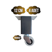 Kale Ahşap Tekerli Ayak Mobilya Masa Ve Dolap Tekerli Ayağı Frensiz 12cm Antrasit 4 Adet Kayın Antrasit