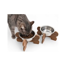 Paslanmaz Çelik Kedi - Köpek Mama Ve Su Kabı - İkili - Çapraz Ayak - 350 Ml