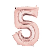 100 Cm Folyo Rose Gold Rakam 5 Folyo Balon Pembe