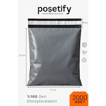 Cepsiz Kargo Poşeti 17x23x4 Cm 2000 Adet E-ticaret Poşeti Gri Yapışkan Bantlı Kargo Zarfı