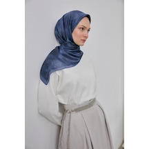 Silk Home Polyester Karışımlı Shiny Eşarp İndigo Etnik Desenli Parlak Dokulu 90x90 Çok Renkli