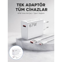 67 Watt Güvenli Hızlı Şarj Adaptörü Samsung M31 M33 M51 Uyumlu Yeni Nesil Beyaz