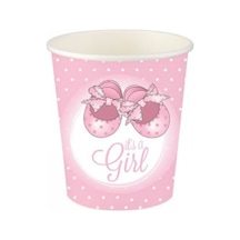 Roll-Up Pembe Patikler Karton 8 Oz Bardak 8'Li