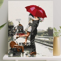 Palmiye Hobi Sanat Sayılarla Boyama Tuval Seti Fırça Boya Dahil Çıtalı 40x50 Cm - Romantik