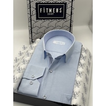 Klasik Uzun Kol Keten Cotton Hediye Kutulu Erkek Gömlek Fs-001261 - Açık Mavi-1419 Açik Mavi
