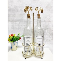 Şeffaf Yağlık Akıtmaz Ginko Model Mantar Tıpalı 750ml Yağdanlık V