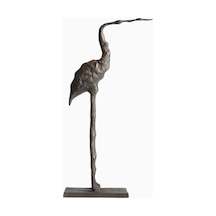 Crate & Barrel Aves Büyük Metal Vinç Heykeli 22" El Oyması Ve Cilalı Döküm Alüminyum, Zarif Ev Dekoru Dekoratif Hediyeler Gri