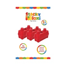 Stacky Bloxi Yapı Ustası 10 Parça Kırmızı İstiflenebilir Yapı Blokları Ve Saklama Kutusu 3+ Yaş Renk