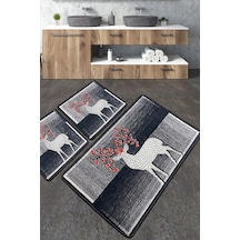 Elafa Banyo Halısı Djt 3 Lü Set Banyo Halısı Paspas Yıkanabilir Kaymaz Çok Renkli