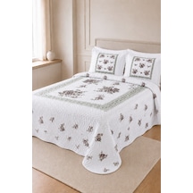 Gündelik Çeyizlik Hediyelik Kapitone Desenli Çift Kişilik / Battal Boy Yatak Örtüsü Takımı Seti 250x260 Örtü 50x70 2 Adet Yastık Kılıfı Flower Lila