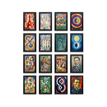 Robert Delaunay Tabloları 16'lı Sticker Seti Laptop Defter Planlayıcı Etiket Çok Renkli