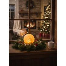Christmas Serisi Kartopu Mumluk - Dekoratif Aydınlatma - Ev Dekorasyon - Dekoratif Beyaz Mumluk Beyaz Çok Renkli