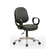 Sekreter1 Bilgisayar Koltuğu - Ofis - Müdür - Büro - Çalışma Sandalyesi Siyah Renk Krom Ayaklı Siyah
